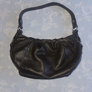 Vintage Simply Vera Wang Brown Black Leather Ruched Handbag